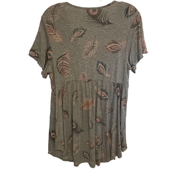 Gray Feather Print Sleep Dress - Picture 5 of 11